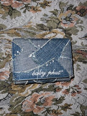 Baby Phat Denim Patchwork Wallet in Blue with Crystal Accents